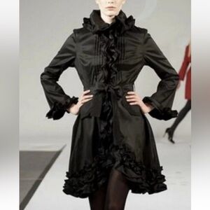 Samuel Dong Ruffled Belted Lightweight Coat/Dress